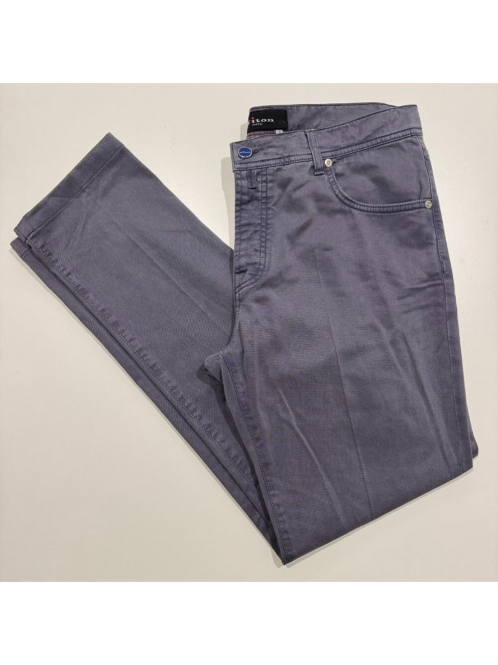 Kiton Mens Lyocell Cotton Blend Jeans Slate Purple Size 36 Slim Straight
